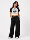 Vintage Car Graphic Cropped Raglan T-shirt