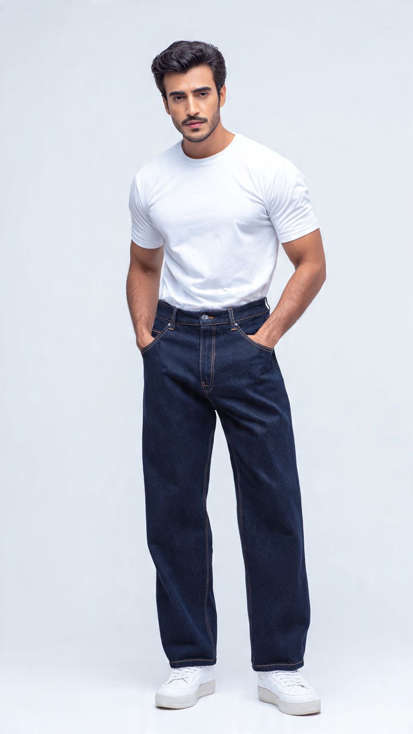 Zaccleuise Midnight Wide-Leg Denim Jeans
