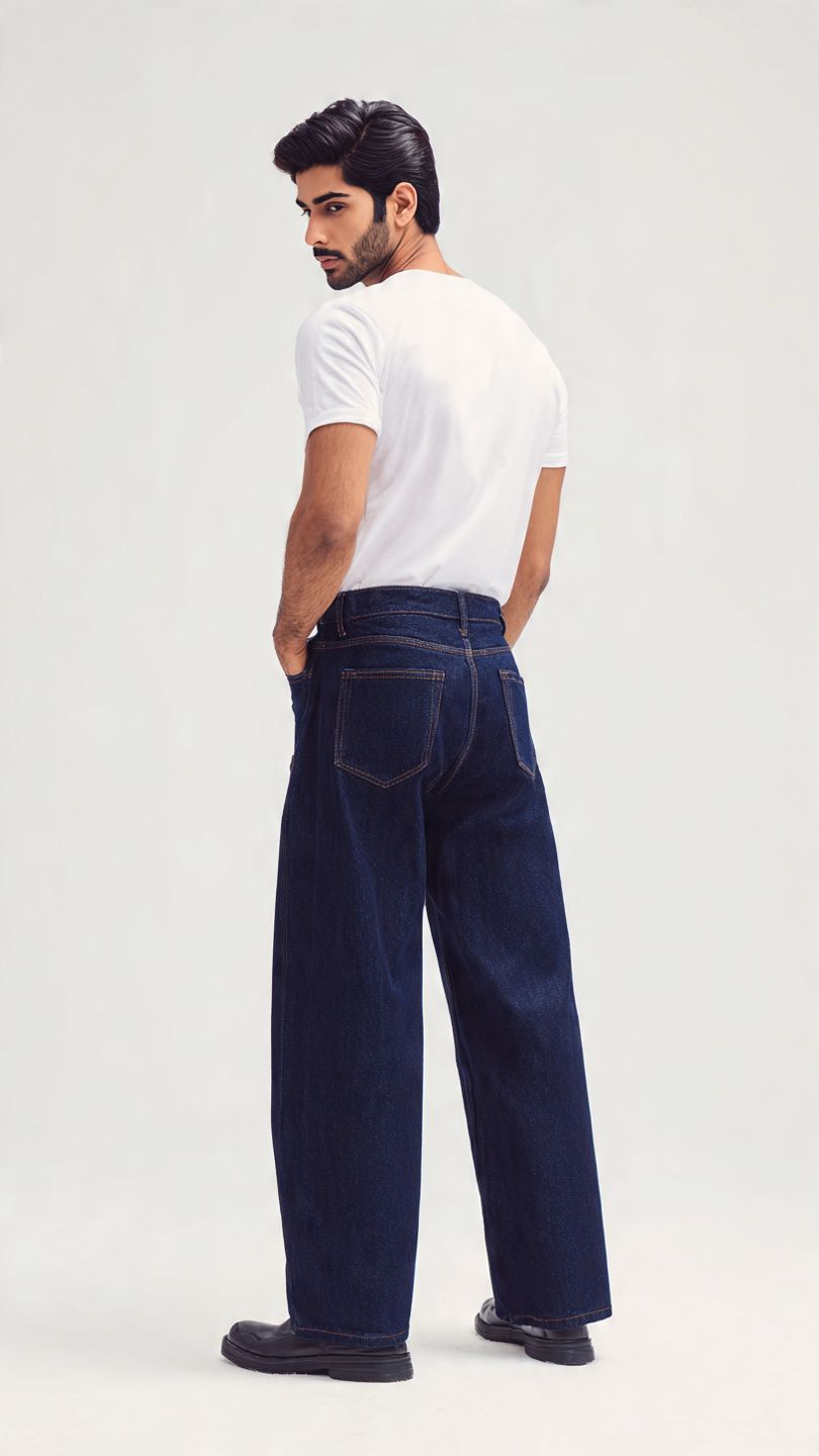 Zaccleuise Midnight Wide-Leg Denim Jeans