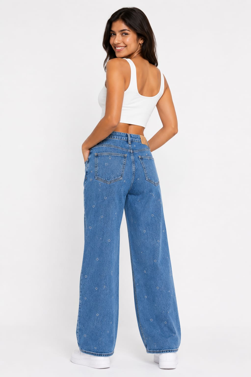 Zaccleuise Stardust Wide-Leg Denim Jeans